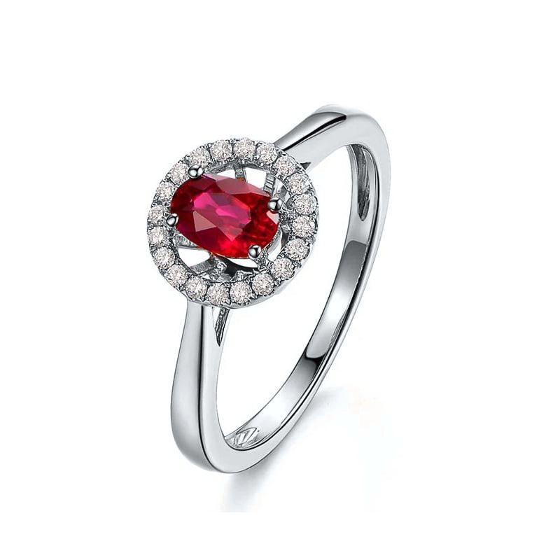 Bague rubis 0.60ct, Or blanc et diamants. Emmène-moi - 1