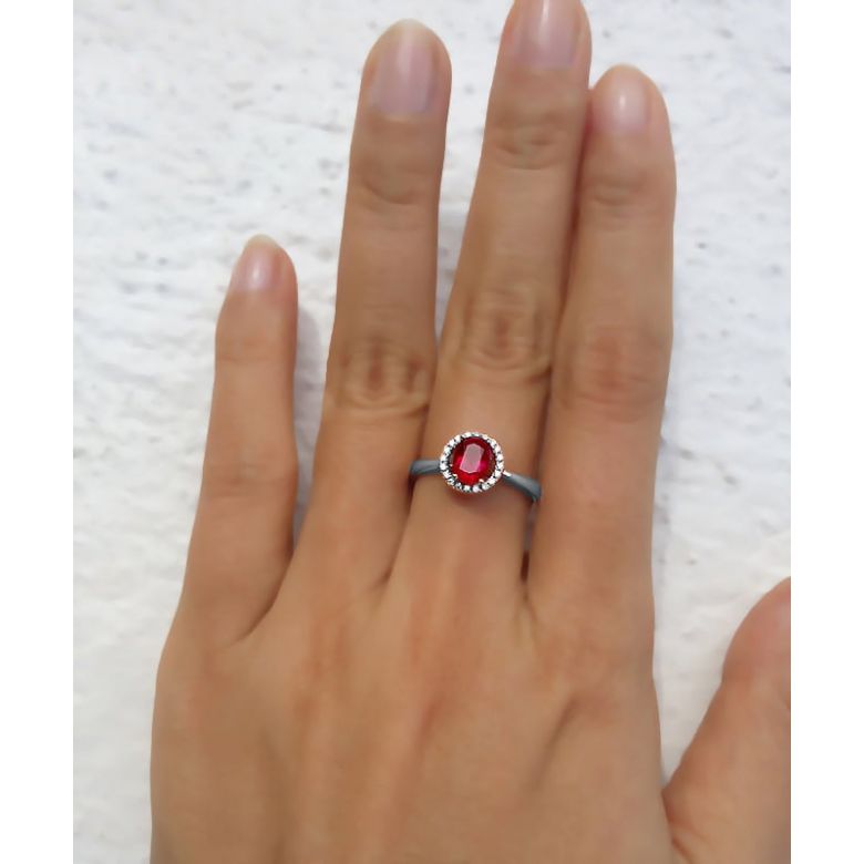 Bague rubis 0.60ct, Or blanc et diamants. Emmène-moi - 3