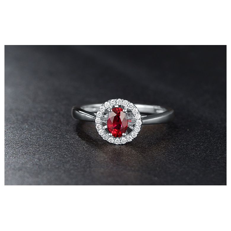 Bague rubis 0.60ct, Or blanc et diamants. Emmène-moi - 4