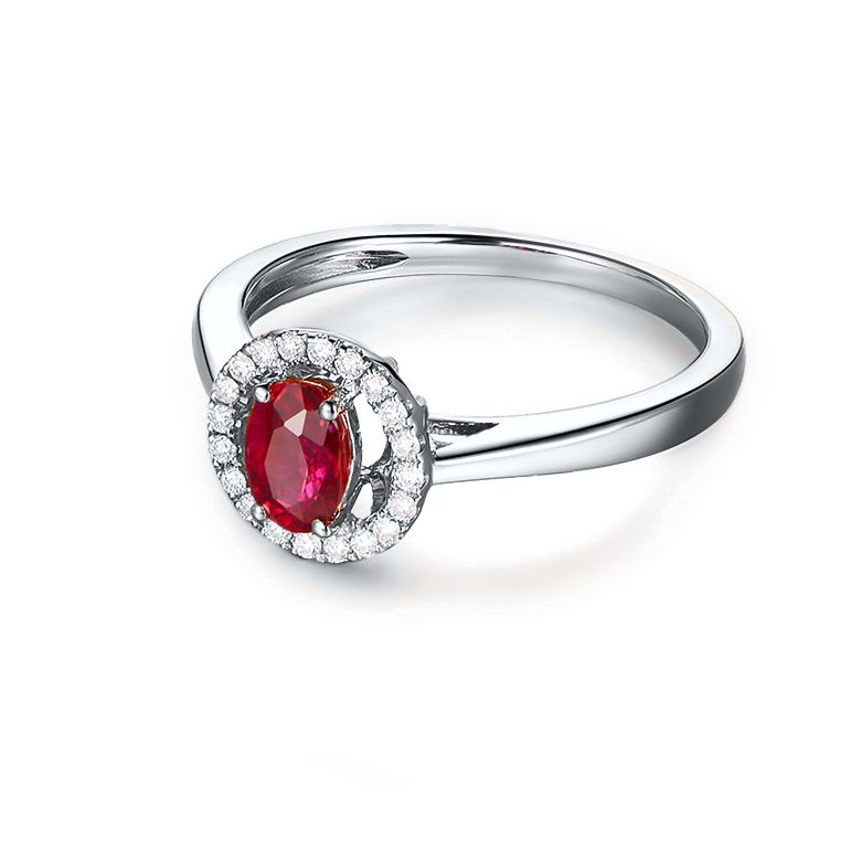 Bague rubis 0.60ct, Or blanc et diamants. Emmène-moi - 6