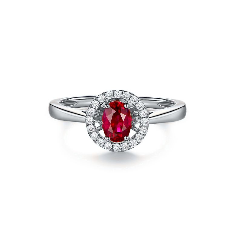 Bague rubis 0.60ct, Or blanc et diamants. Emmène-moi - 7