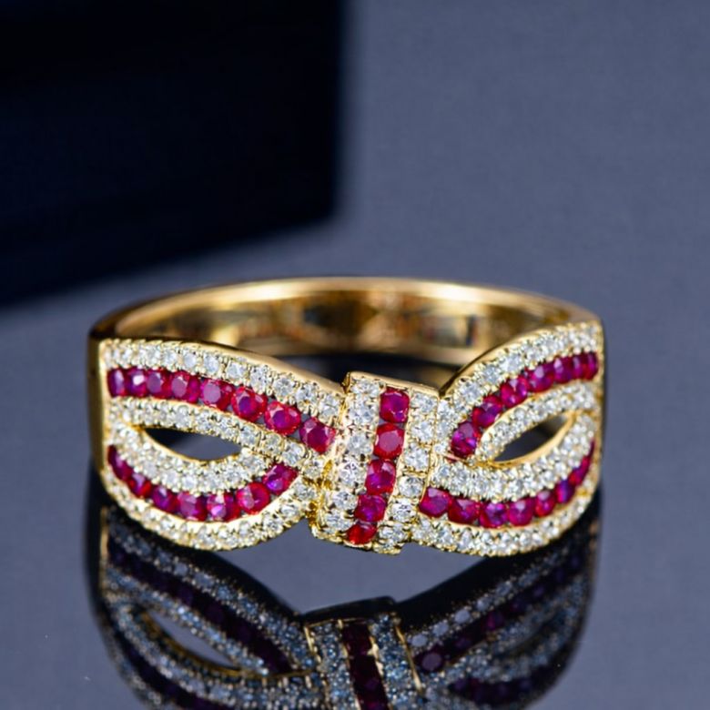 Bague Mandalay I Noeud Or blanc, Rubis, Diamant - 4