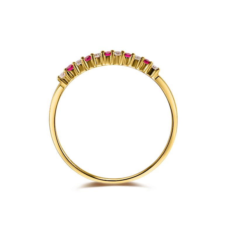 Bague rubis anneau, diamants - Or jaune 18 carats - 2