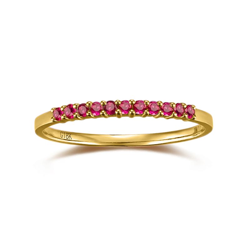Bague or jaune 18 carats - Rubis de Birmanie - Anneau - 2