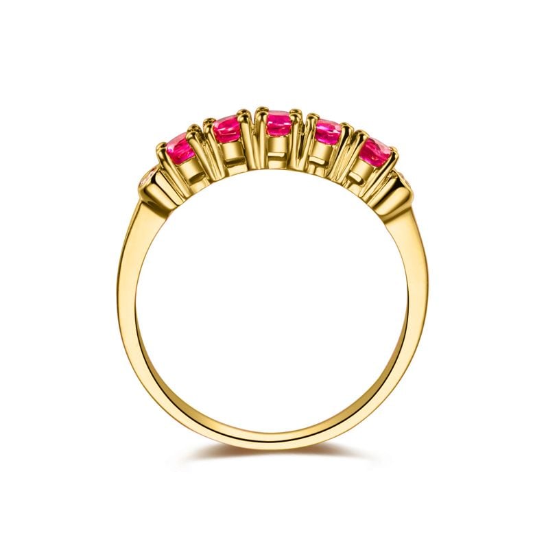 Bague rubis diamants - Sophistiquée et glamour - Or jaune - 5