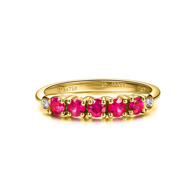 Bague rubis diamants - Sophistiquée et glamour - Or jaune - 4