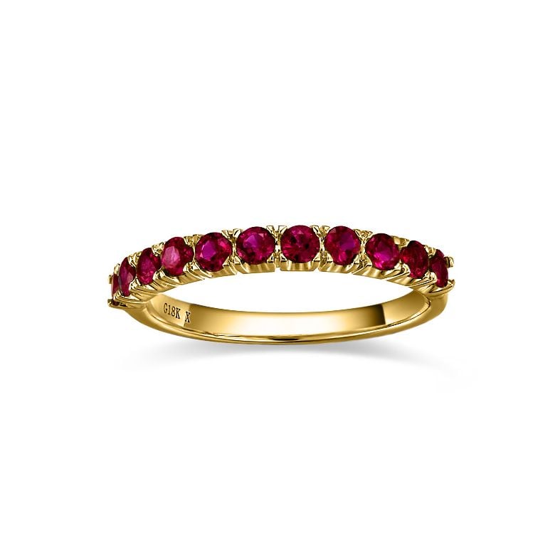 Bague rubis demi tour or jaune - Anneau type alliance - 2