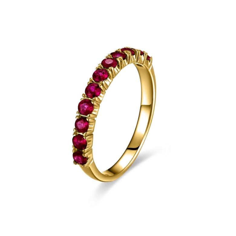 Bague rubis demi tour or jaune - Anneau type alliance - 1