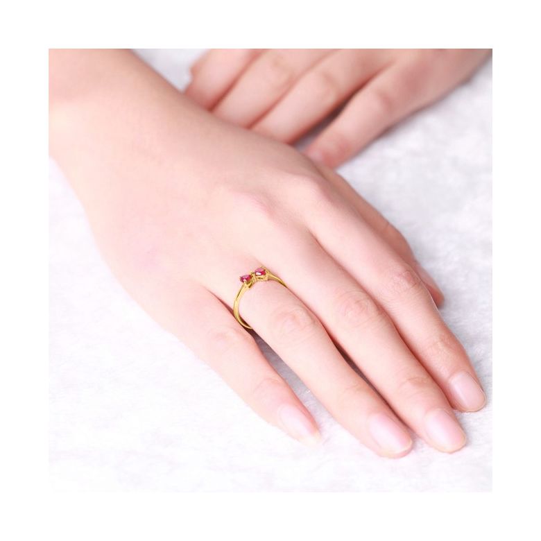 Bague or jaune rubis taille coeur - Noeud papillon - 2