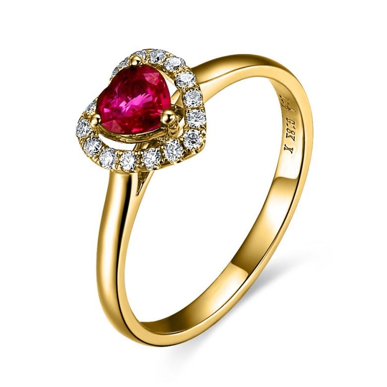 Bague glamour rubis et diamants en or jaune - Mon coeur - 1