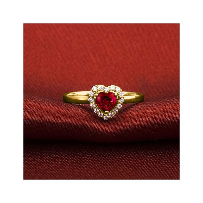 Bague glamour rubis et diamants en or jaune - Mon coeur - 3