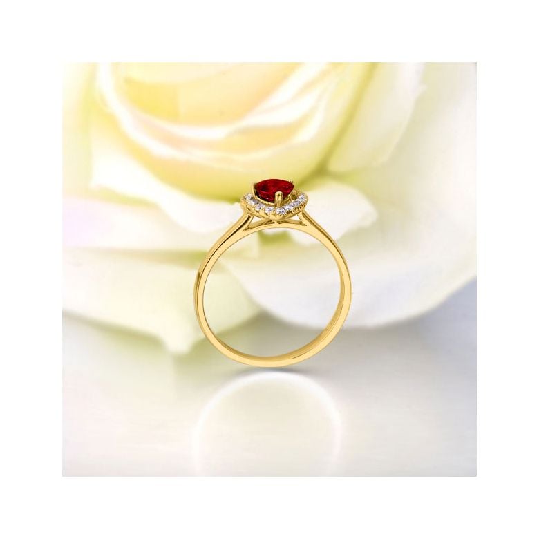 Bague glamour rubis et diamants en or jaune - Mon coeur - 5