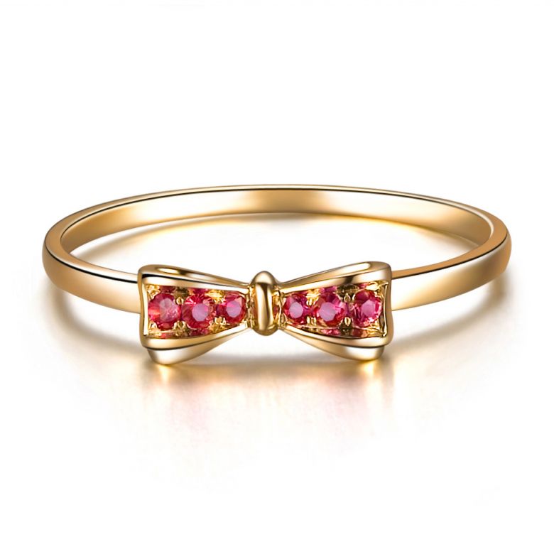 Bague noeud papillon - Or jaune, rubis - 2