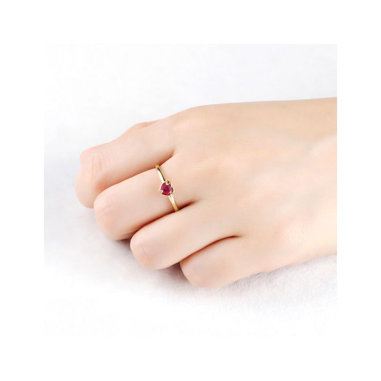 Bague rubis et or jaune - Monture en forme de coeur - 2
