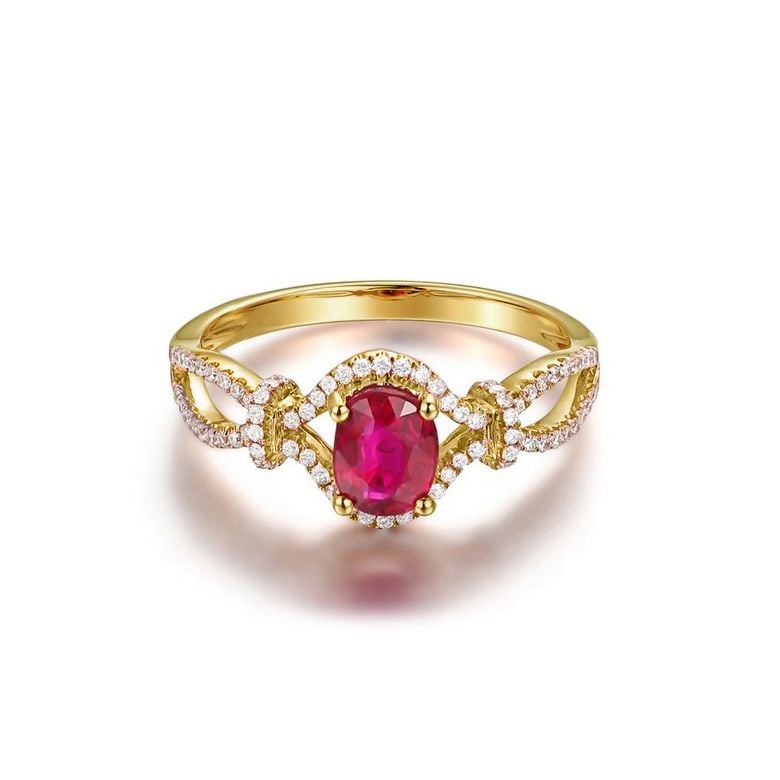 Bague rubis 1 carat or jaune. Diamants sertis | Secret Garden - 2