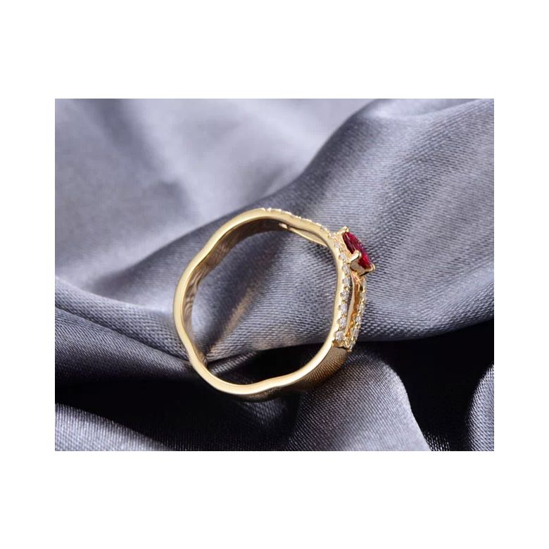 Bague rubis or jaune et diamants sertis - 5