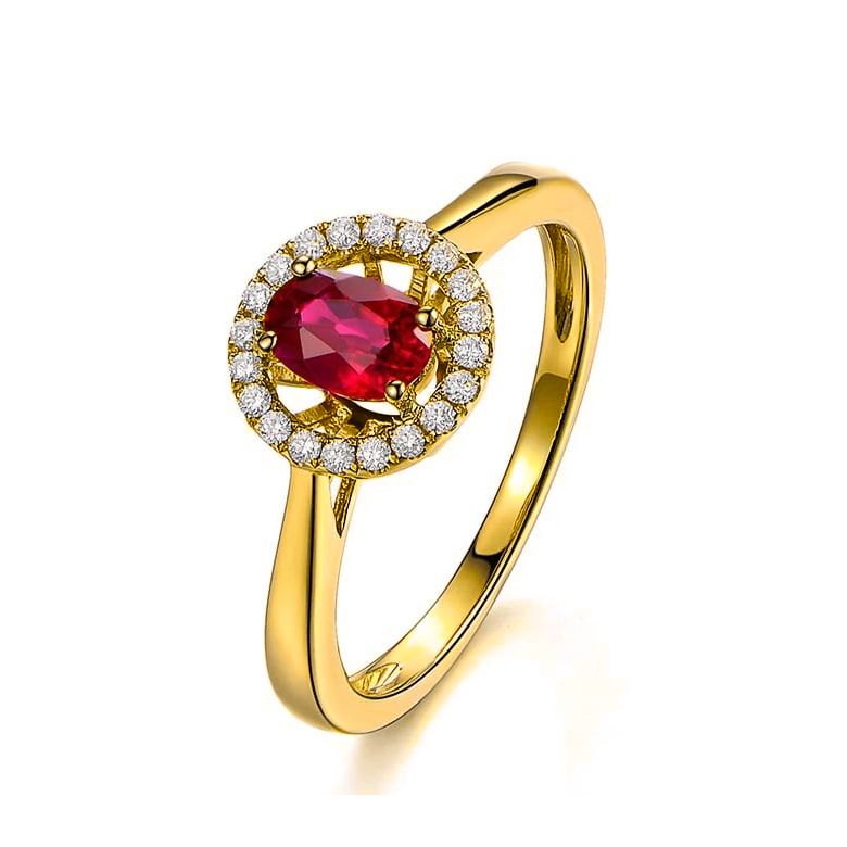 Bague rubis 0.60ct, Or jaune et diamants. Emmène-moi - 1