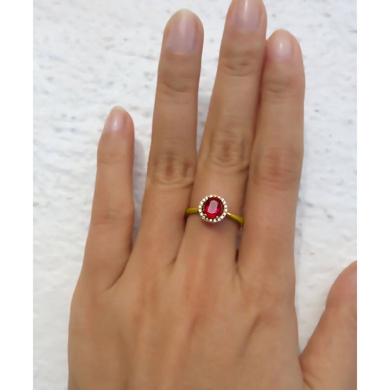 Bague rubis 0.60ct, Or jaune et diamants. Emmène-moi - 3