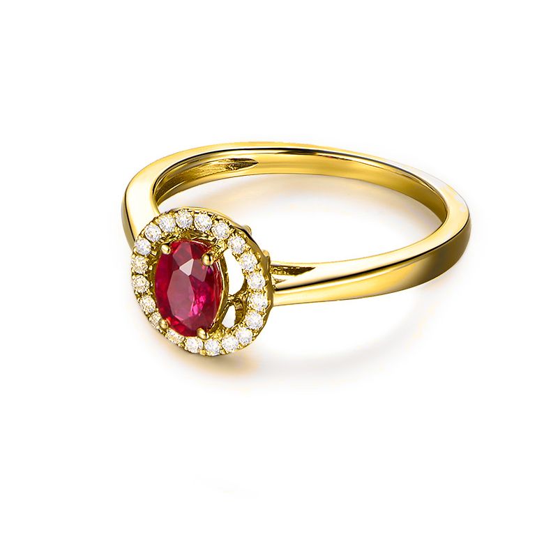 Bague rubis 0.60ct, Or jaune et diamants. Emmène-moi - 6