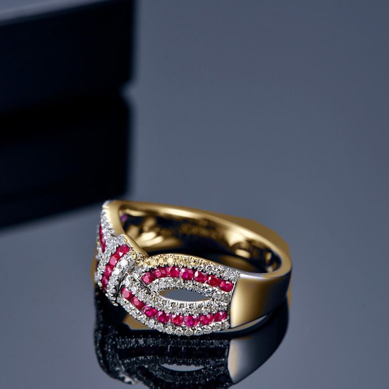 Bague Mandalay I Noeud Or jaune, Rubis, Diamant - 5