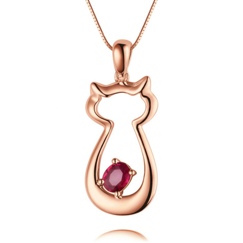 Pendentif rubis or rose - Mon petit chaton - 1