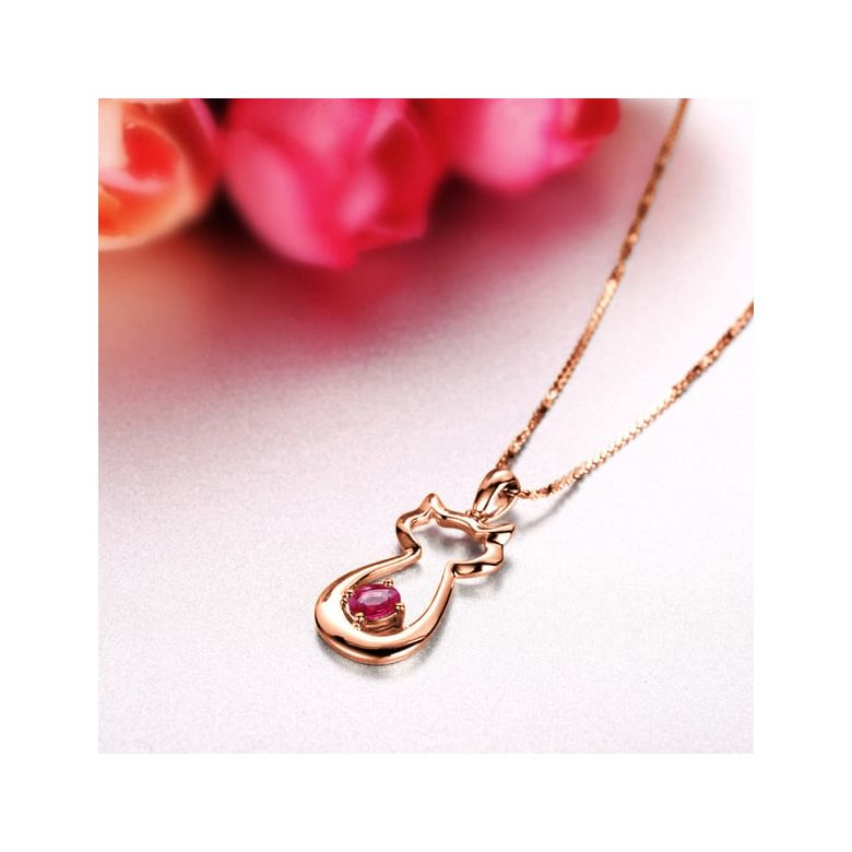 Pendentif rubis or rose - Mon petit chaton - 3