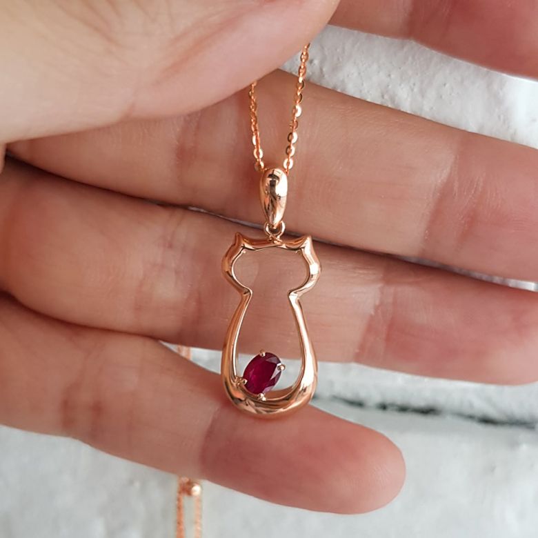 Pendentif rubis or rose - Mon petit chaton - 6