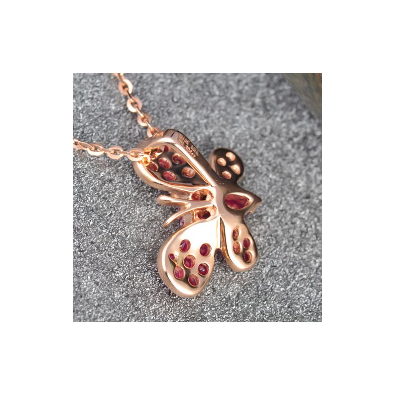 Pendentif papillon or rose - Rubis de Birmanie - 4