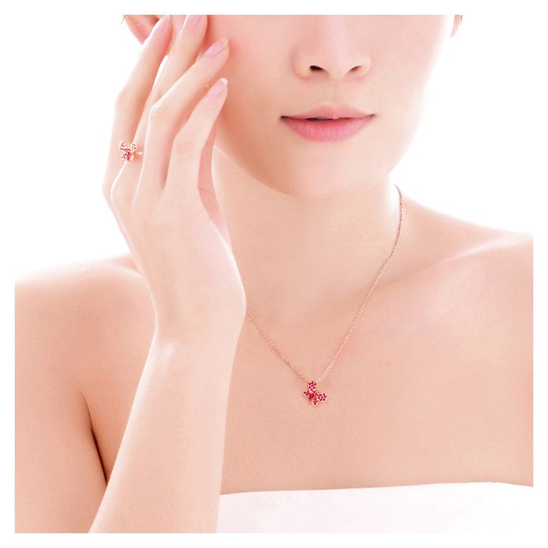 Pendentif papillon or rose - Rubis de Birmanie - 2
