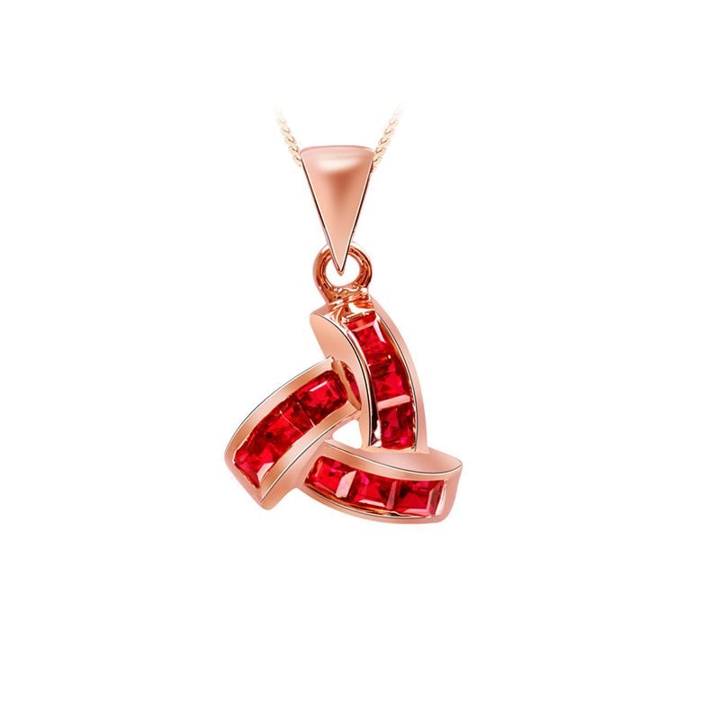 Pendentif contemporain Or rose - Rubis sertis sur rails 0.45 carat - 1