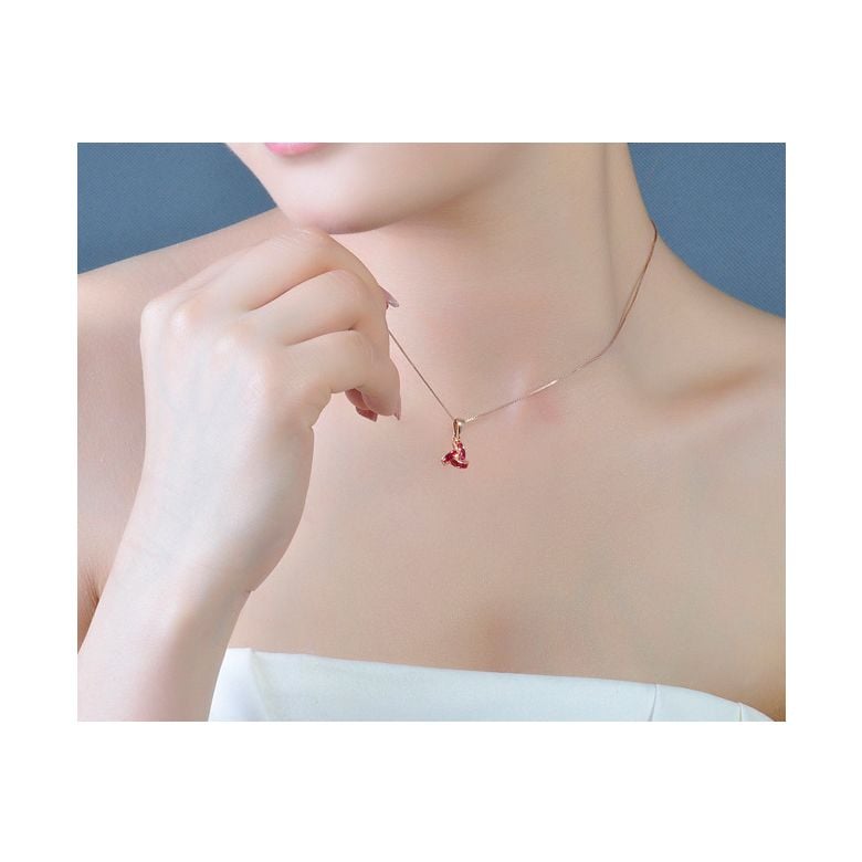 Pendentif contemporain Or rose - Rubis sertis sur rails 0.45 carat - 2