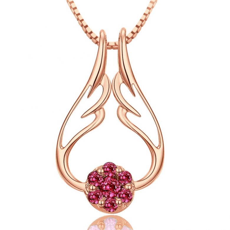 Pendentif aile d'ange - Pendentif ailes d ange or rose - Rubis - 1