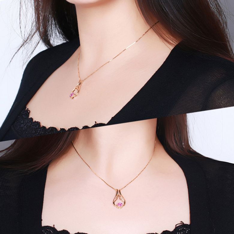 Pendentif aile d'ange - Pendentif ailes d ange or rose - Rubis - 2