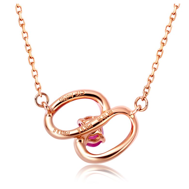Pendentif papillon Or rose -  Rubis et Diamants en pendeloque - 5