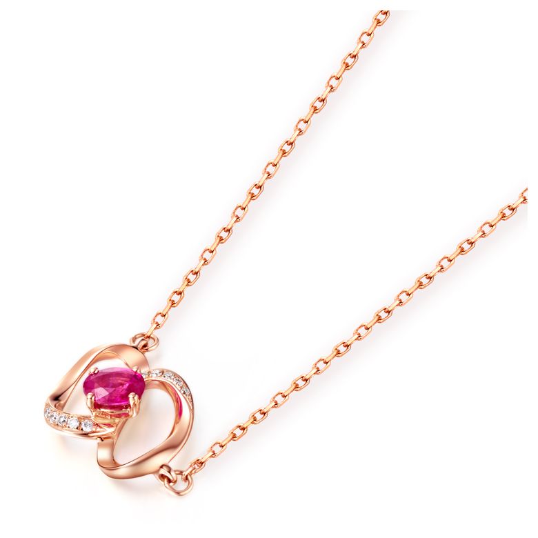 Pendentif papillon Or rose -  Rubis et Diamants en pendeloque - 3