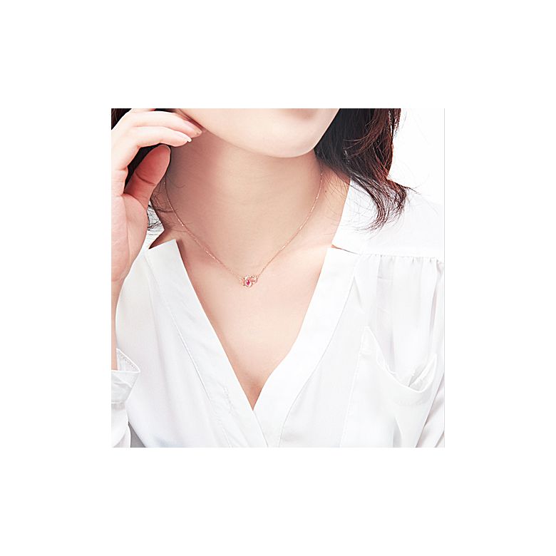Pendentif papillon Or rose -  Rubis et Diamants en pendeloque - 7