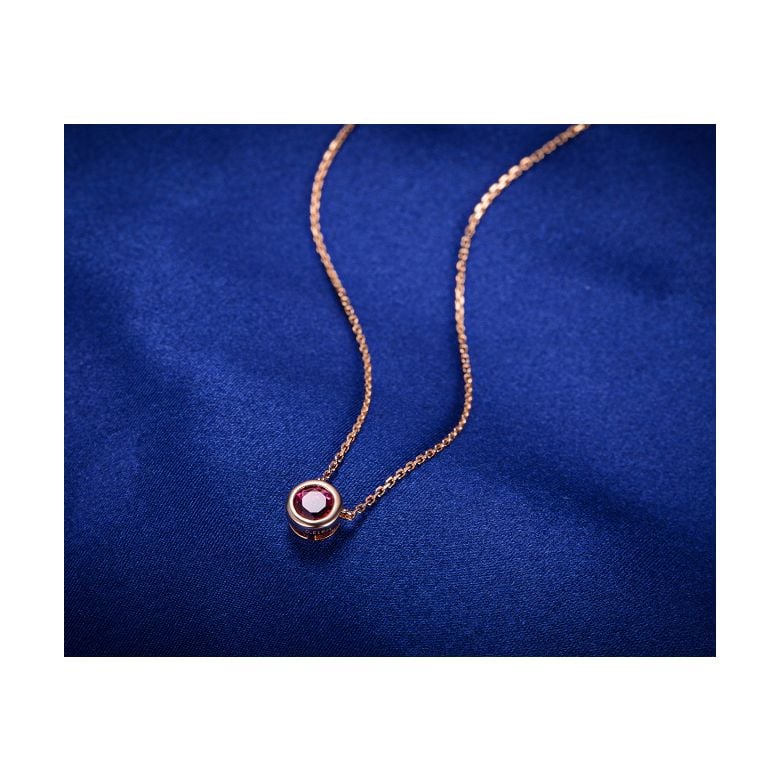Collier pendentif solitaire rubis Or rose - 6