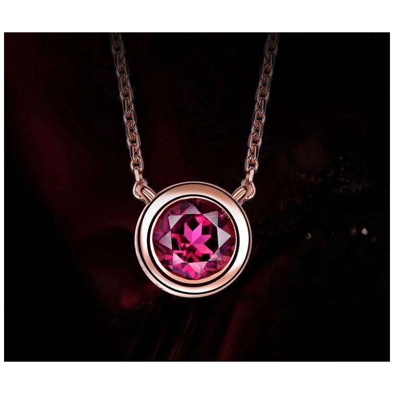 Collier pendentif solitaire rubis Or rose - 2