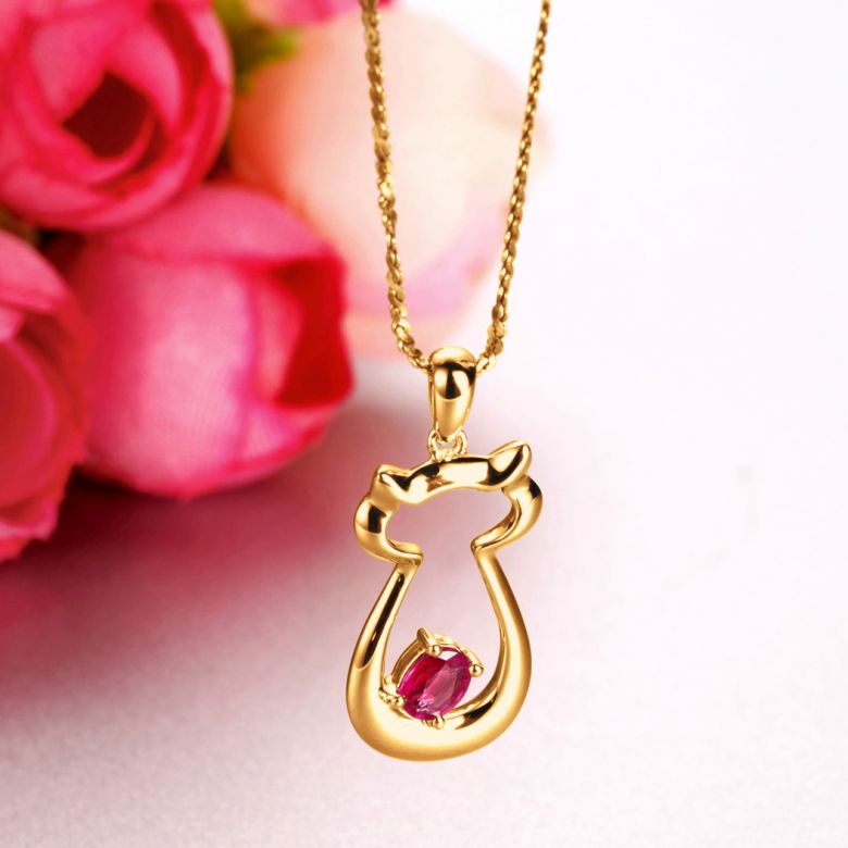 Pendentif rubis or jaune - Mon petit chaton - 2