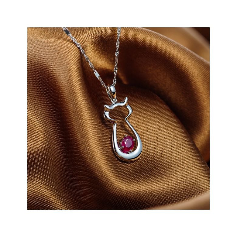 Pendentif rubis or blanc - Mon petit chaton - 3
