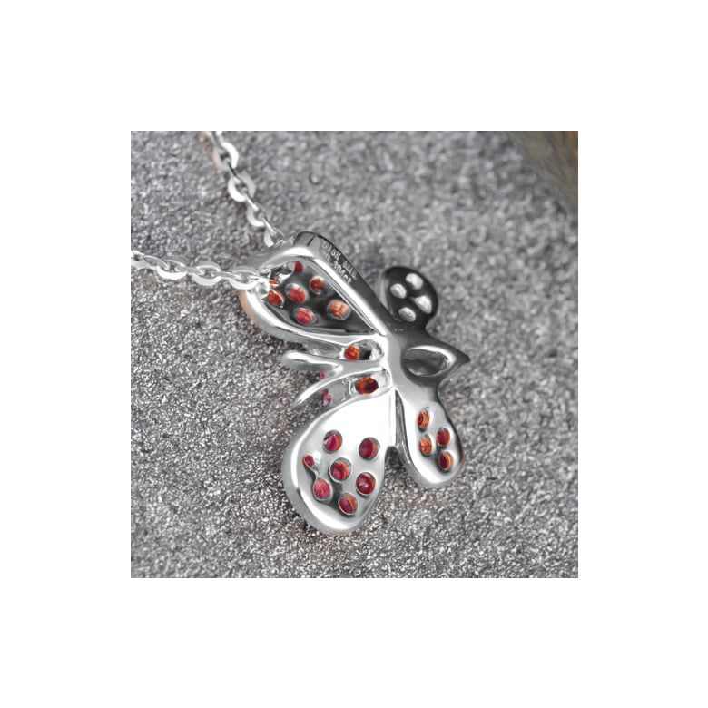 Pendentif papillon or blanc - Rubis de Birmanie - 4