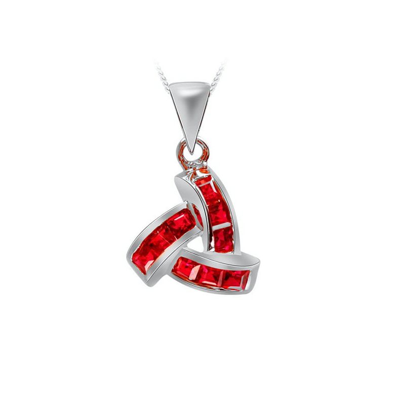 Pendentif contemporain Or blanc - Rubis sertis sur rails 0.45 carat - 1