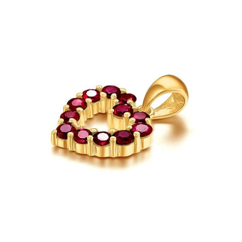 Pendentif coeur - Or jaune et Rubis de Birmanie - 2
