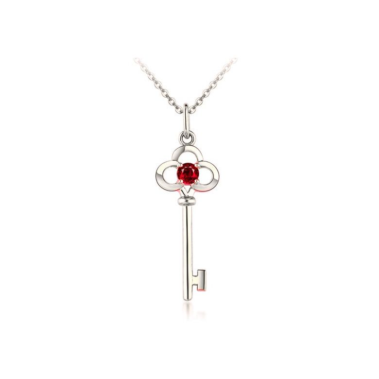 Pendentif clé Or blanc - Rubis 0.15ct - 1