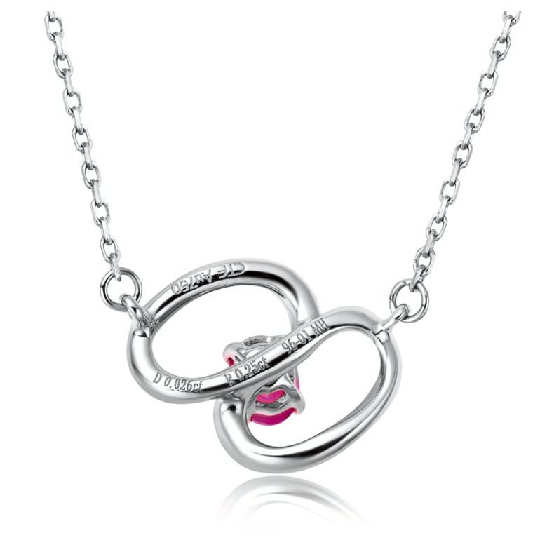 Pendentif papillon Or blanc -  Rubis et Diamants en pendeloque - 5