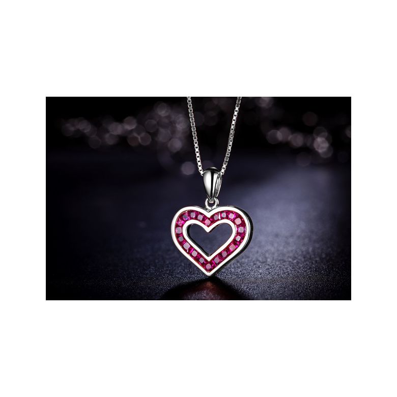 Pendentif double coeur scellés - Or blanc et Rubis de Birmanie - 2
