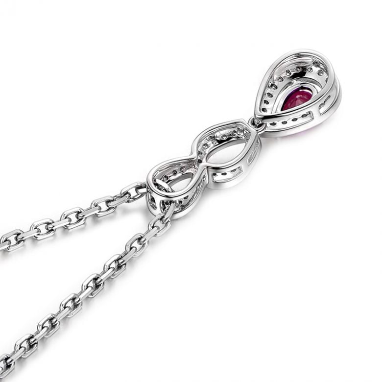 Pendentif Mille et une étoiles - Gouttes Or blanc, Rubis, Diamants - 4