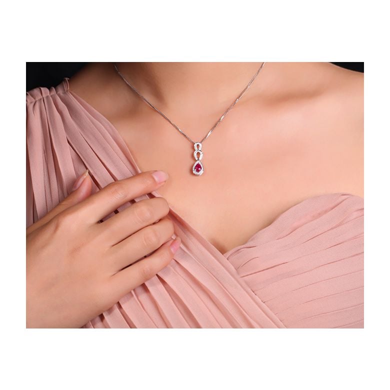 Pendentif Mille et une étoiles - Gouttes Or blanc, Rubis, Diamants - 2