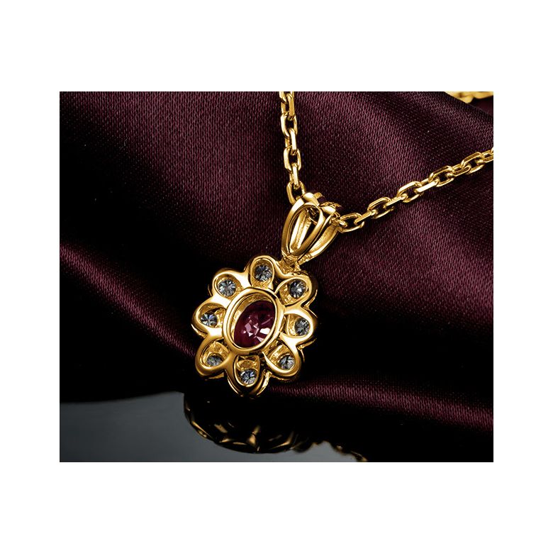 Pendentif fleur rubis diamant en Or jaune - 4