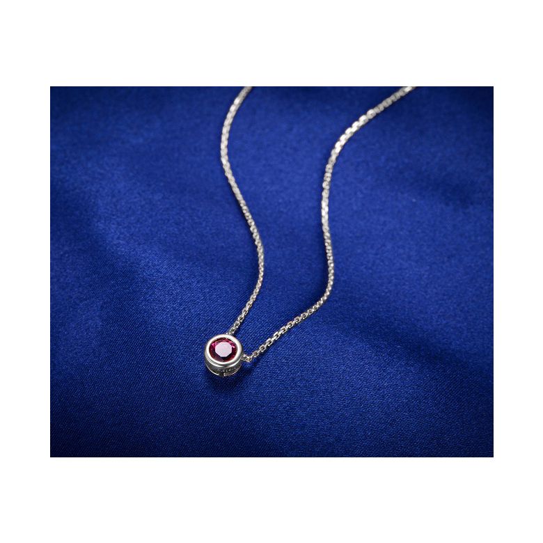 Collier pendentif solitaire rubis Or blanc - 5